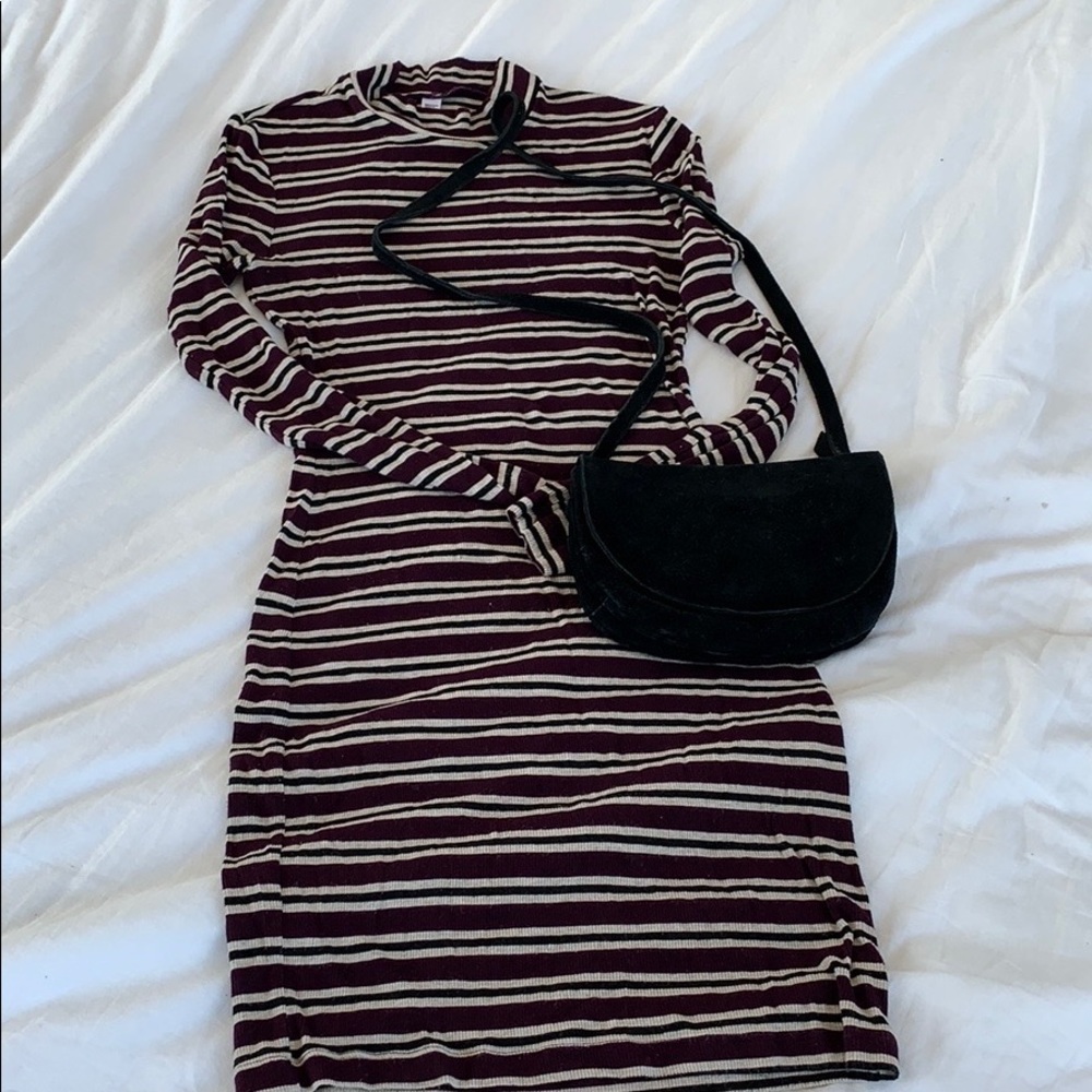 black suede over the shoulder purse